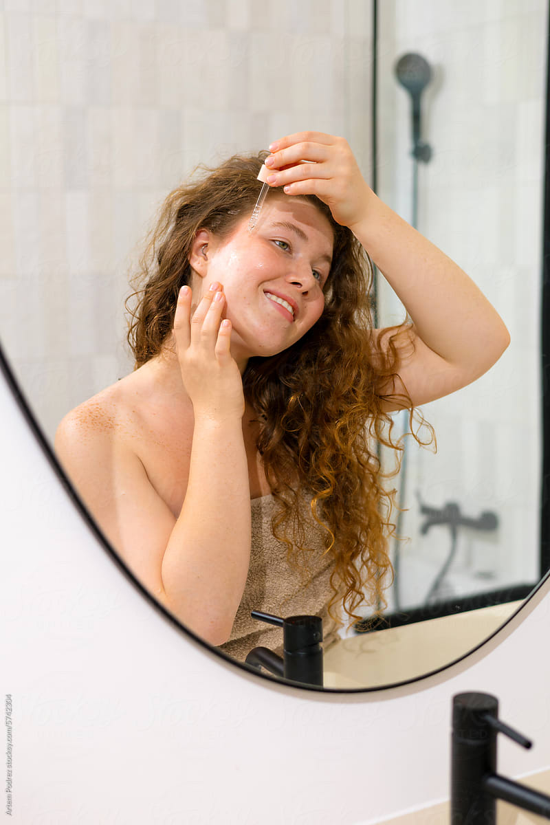 Skincare Routine: Mirror Reflection View