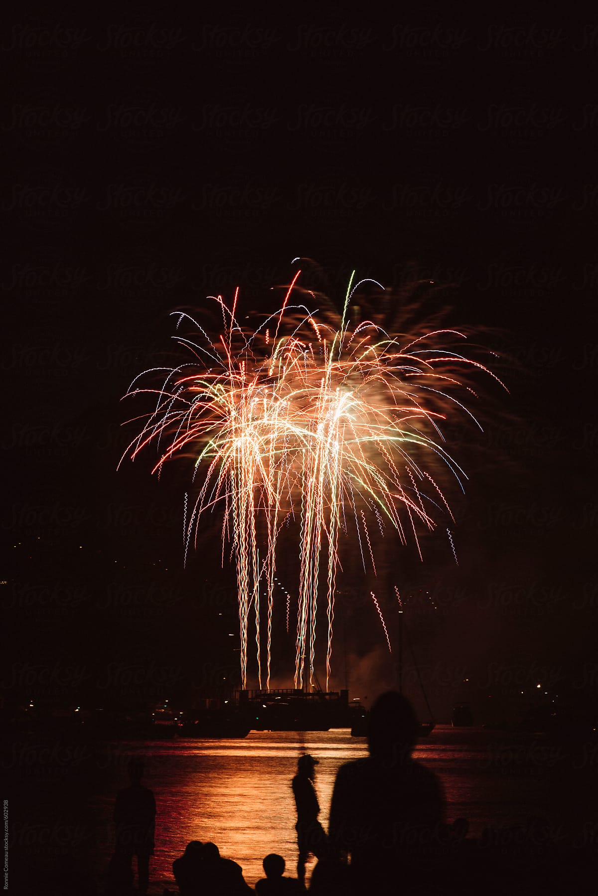 Fireworks Display With Red Tones