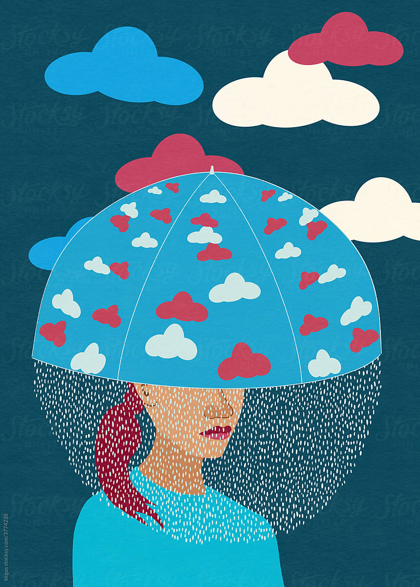 Rain in my umbrella illustration