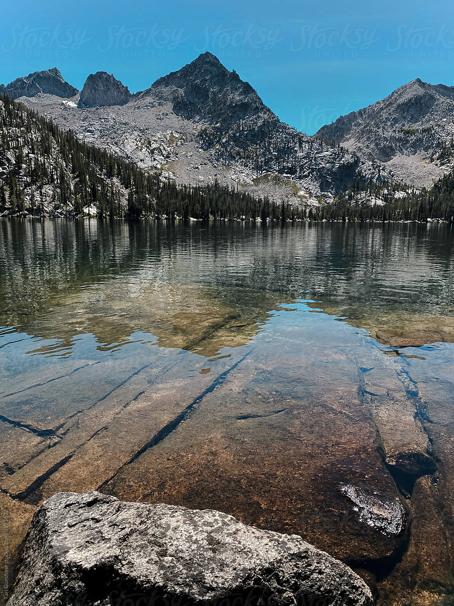 Rugged peaks and a lake