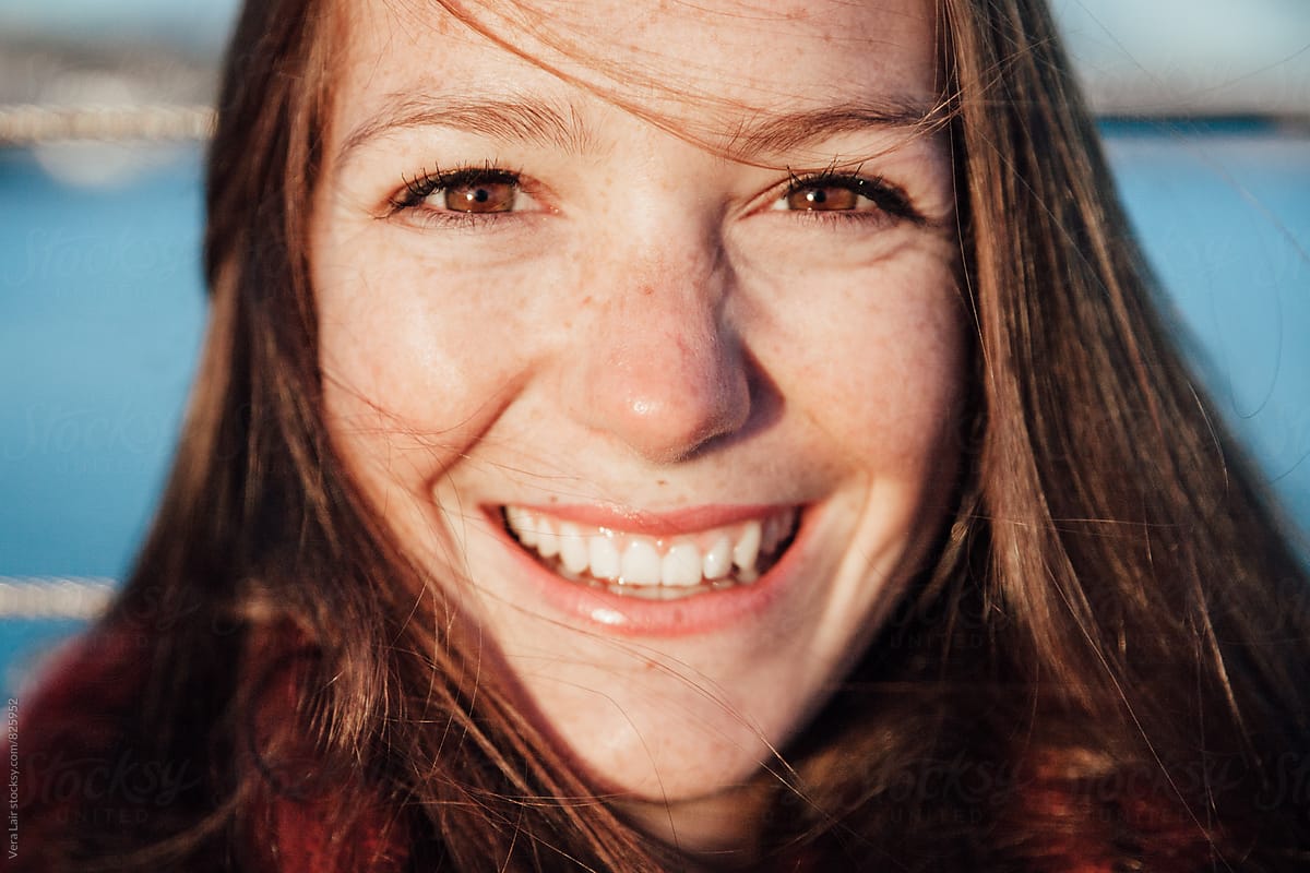 «beautiful Smiling Woman With Freckles Del Colaborador De Stocksy