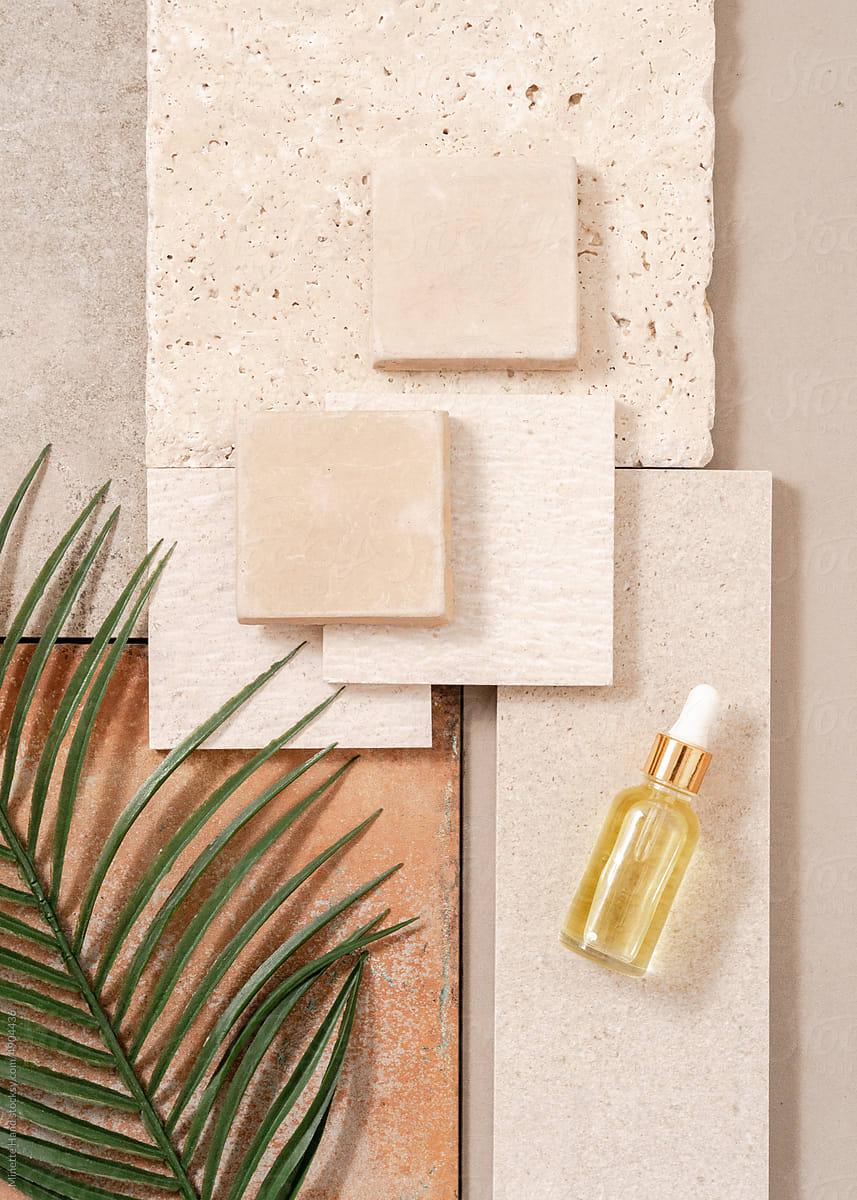 Glass Bottles on Natural Colored Tiles