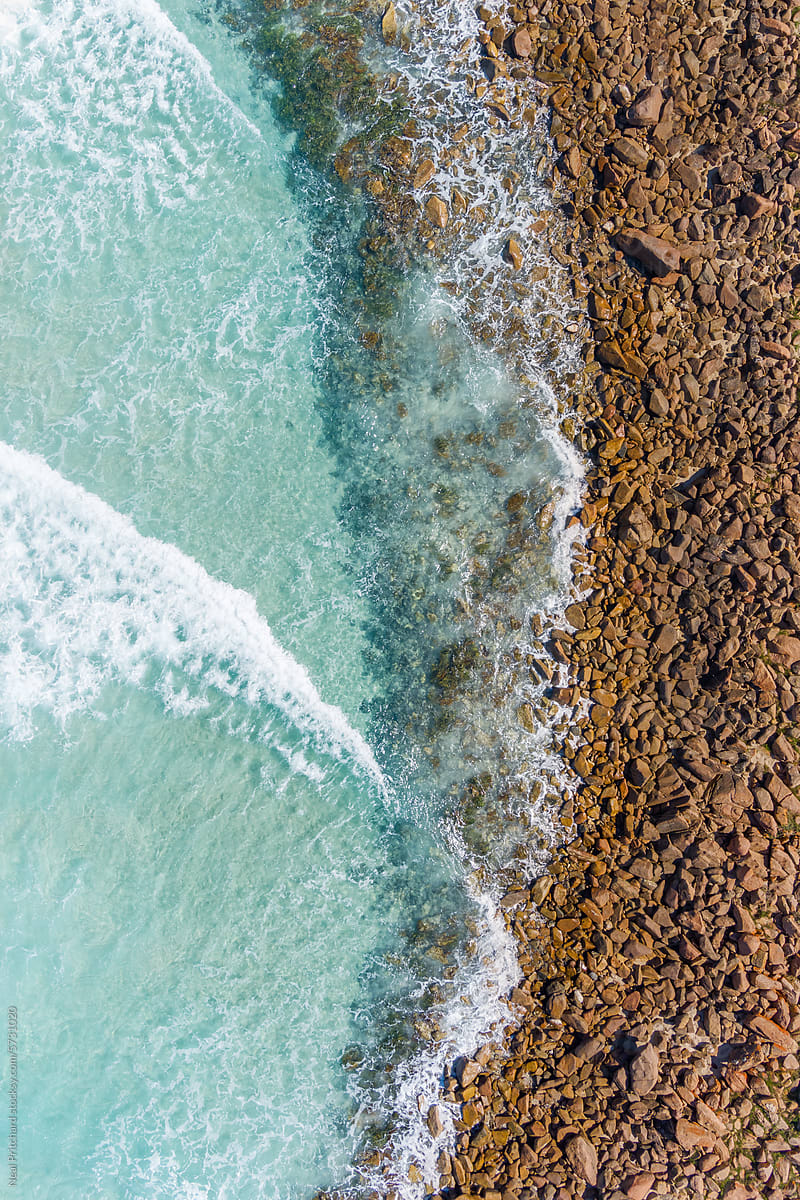 Drone view of turquoise shoreline