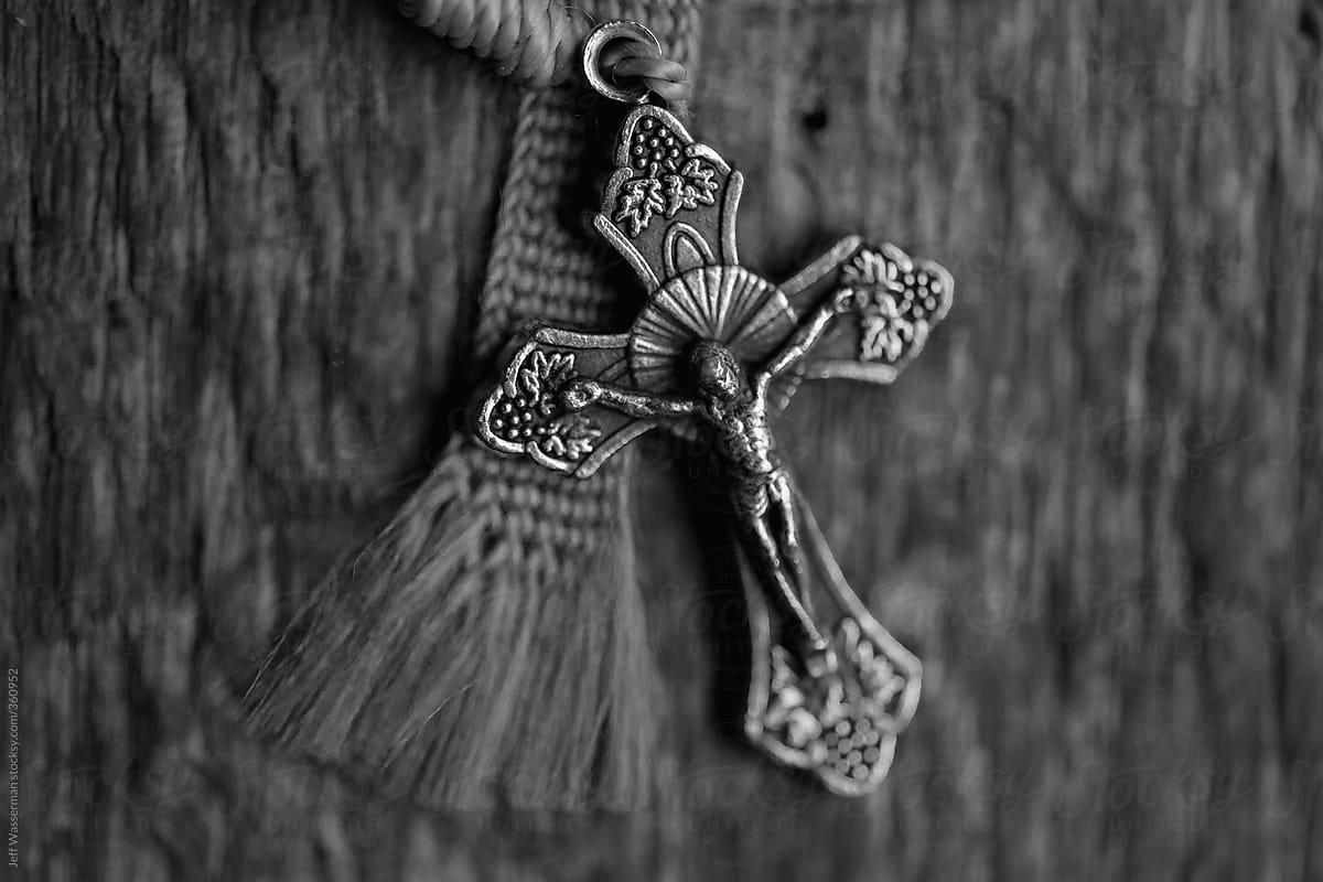 Christian Rosary on Rustic Wood