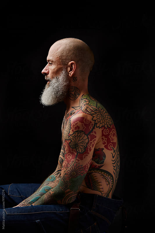 Man With Tatoo Studio Portraits