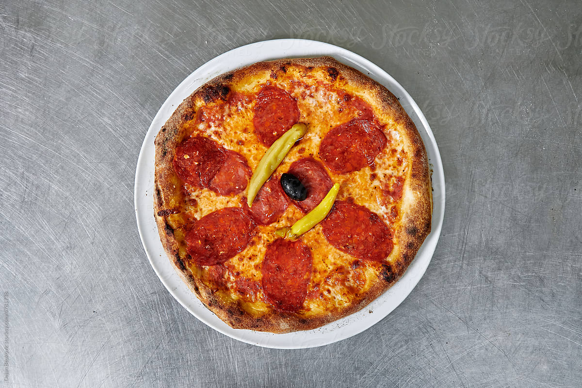 Pepperoni Pizza With Peppers.