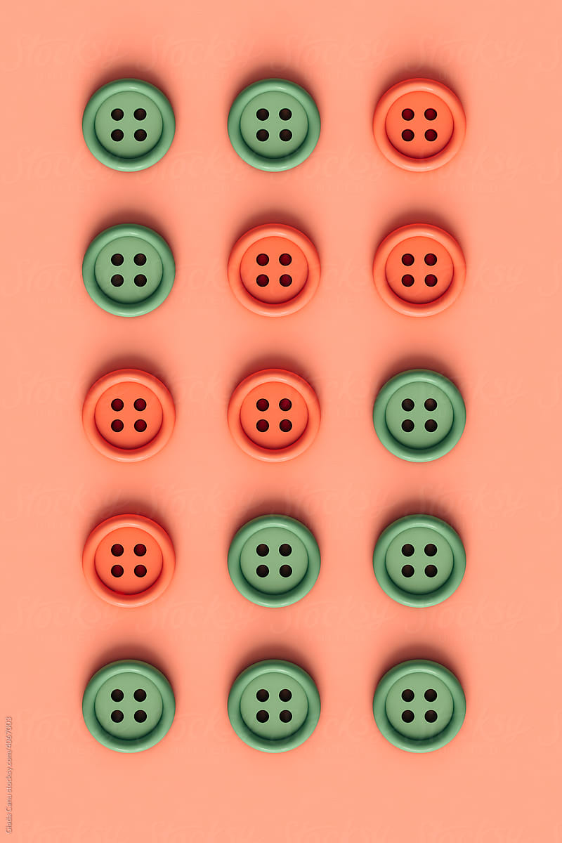 pink and green buttons on pink background