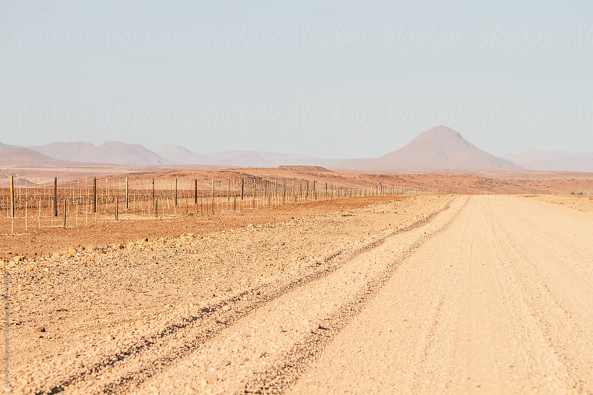 Dirt road on desert rural landscape, Namibia