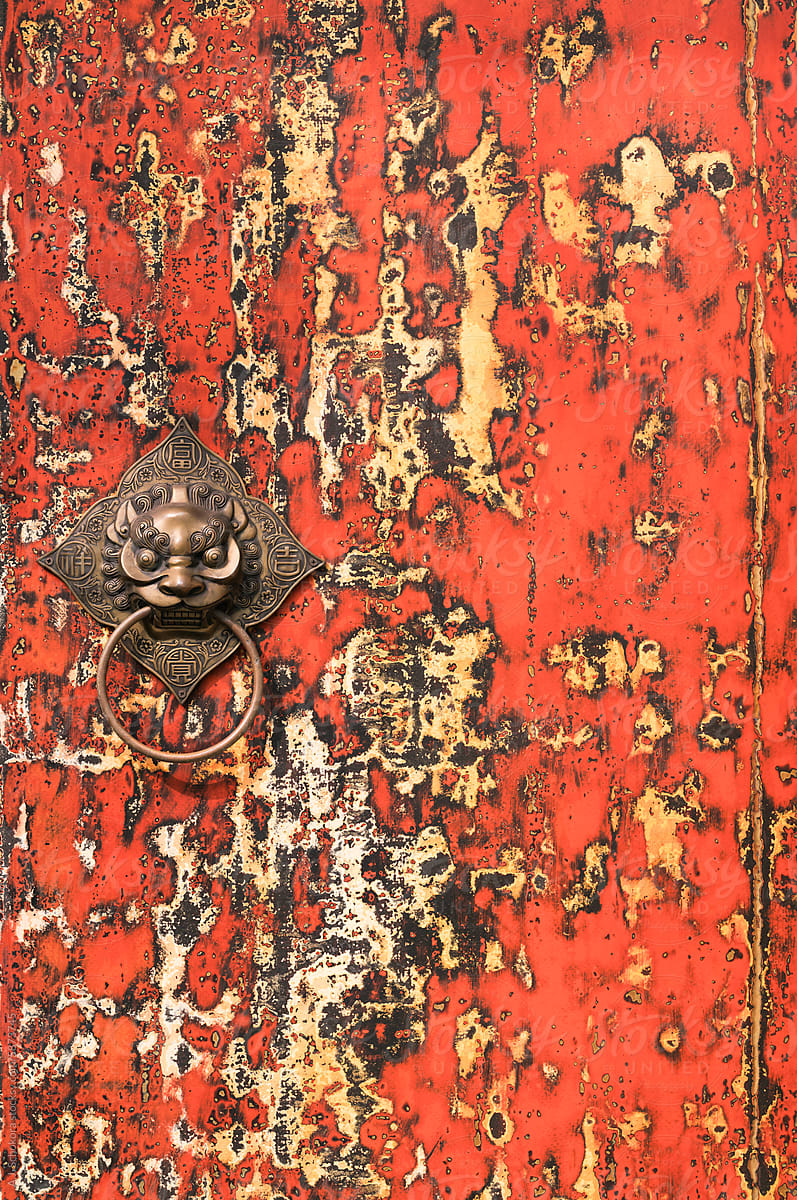 Red Wooden Gate Door