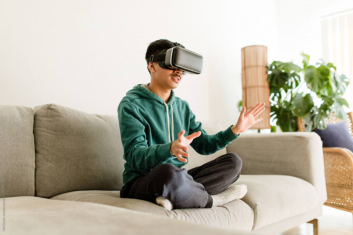 Young Person Plays With VR