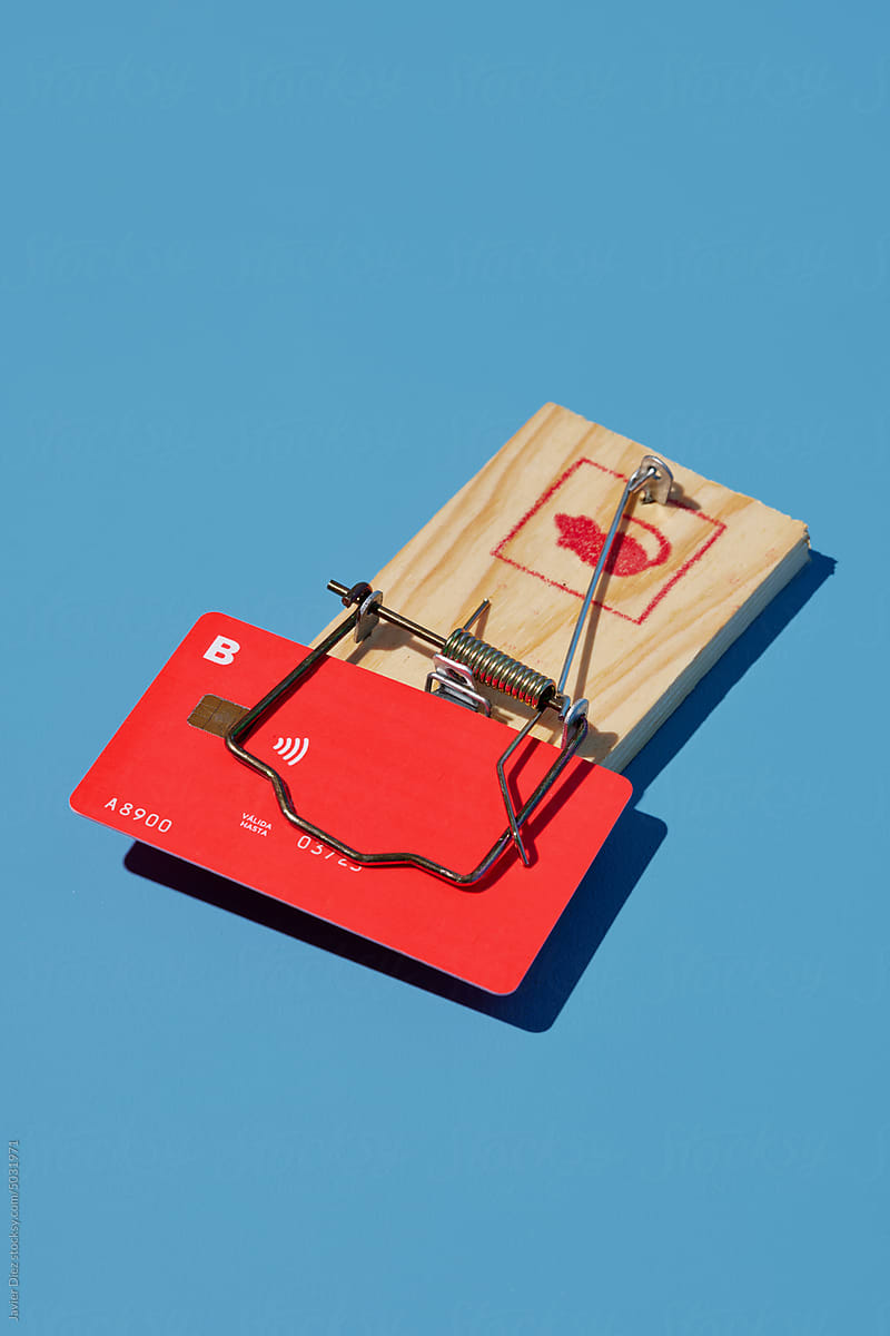 Credit card stuck in mousetrap