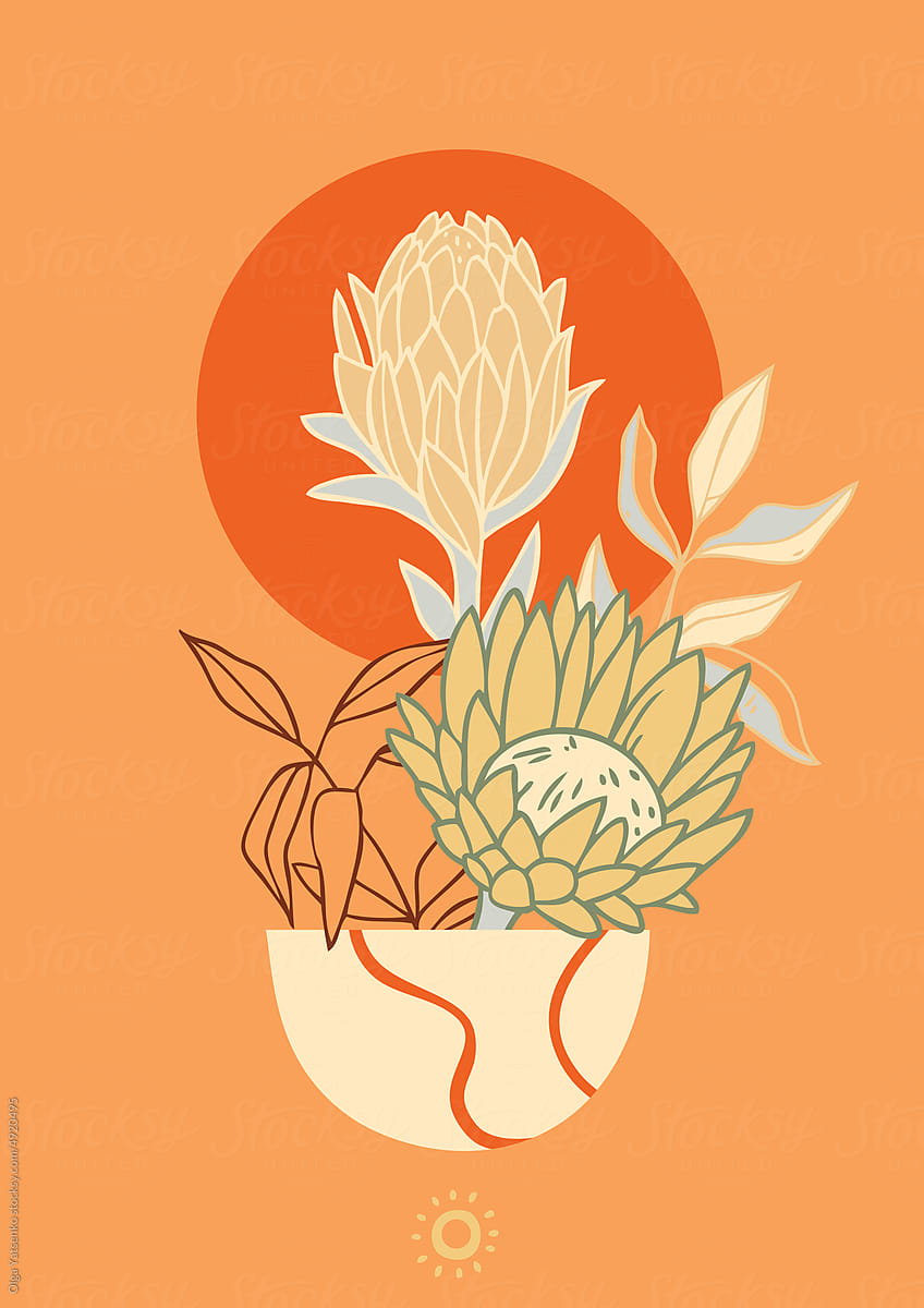 Illustration with abstract flowers