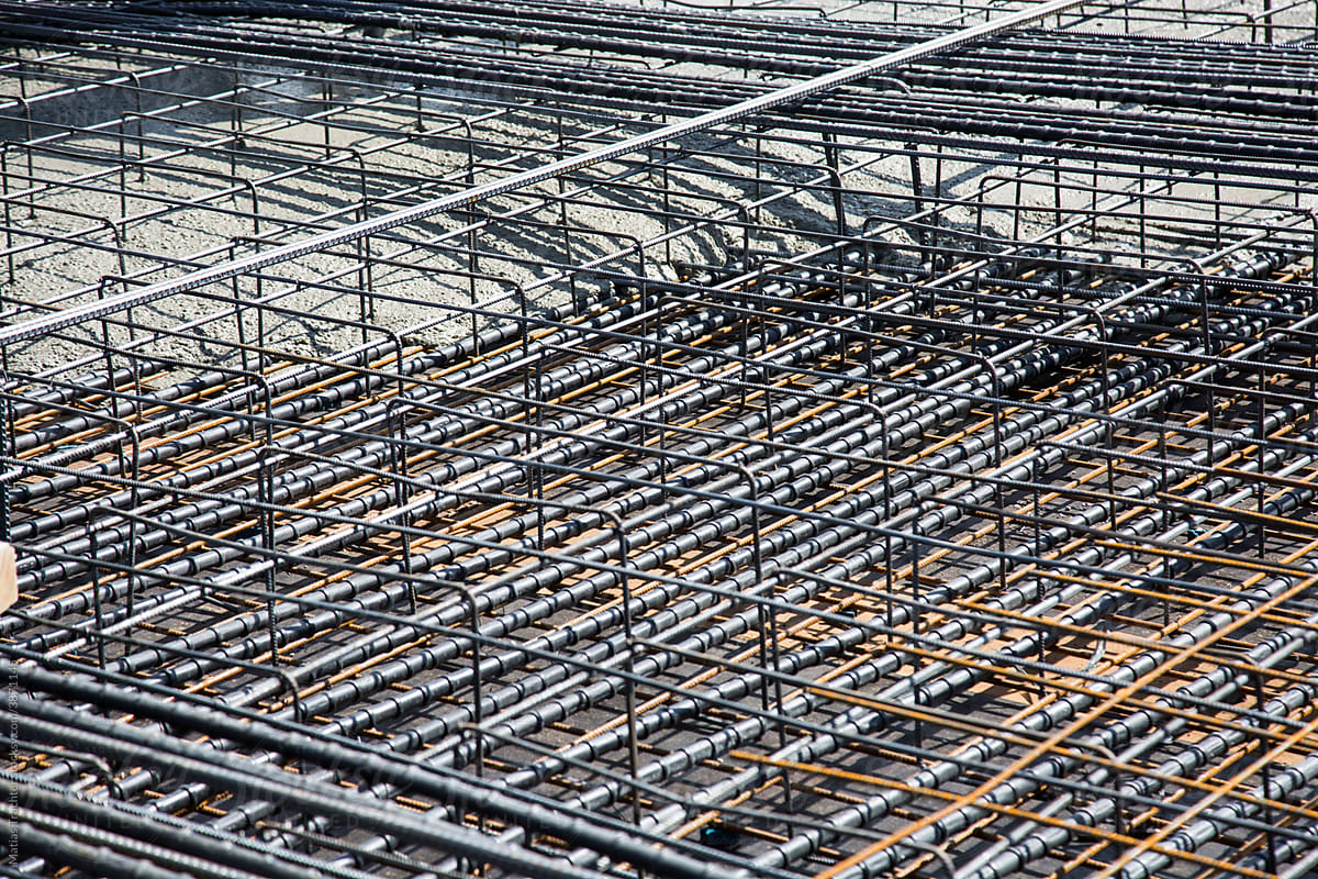 Metal Rods Piled at Construction Site
