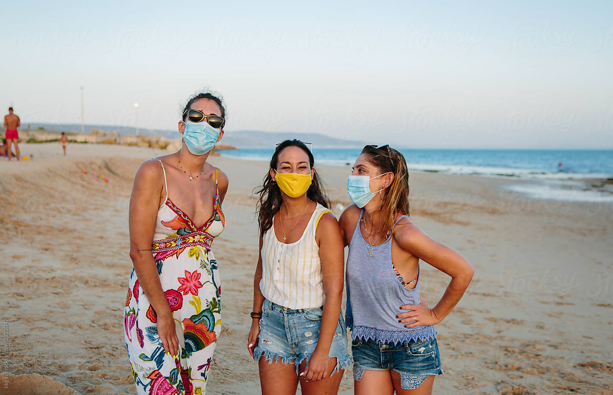 Wearing masks on the beach
