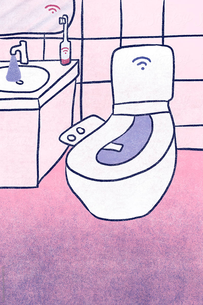 Smart bathroom illustration