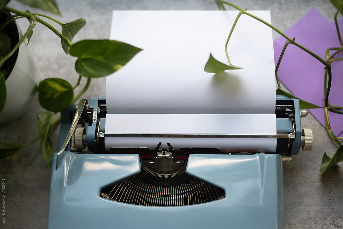 Beautiful typewriter with fresh paper