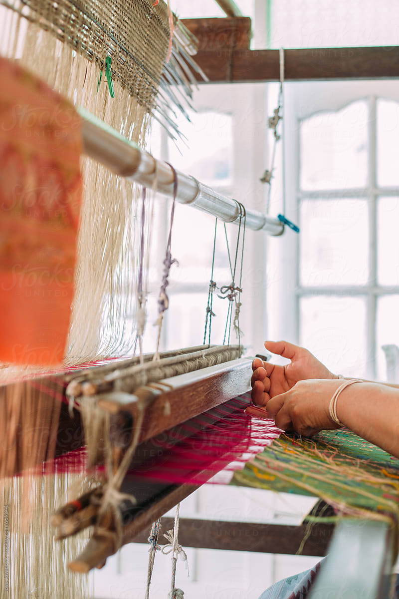 New fabric being created on a loom