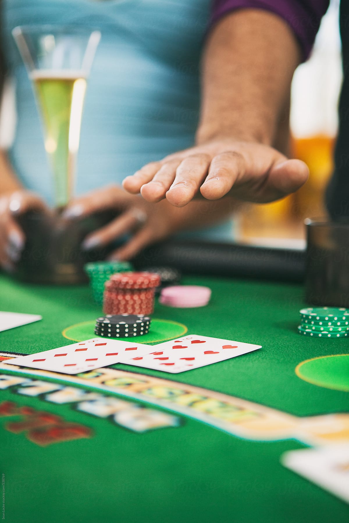 Casino: Man Holding In Blackjack At Seventeen