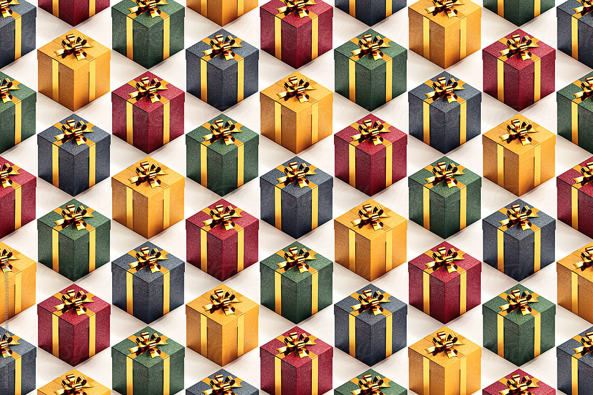 Repetitive Pattern Of Christmas Gift Boxes