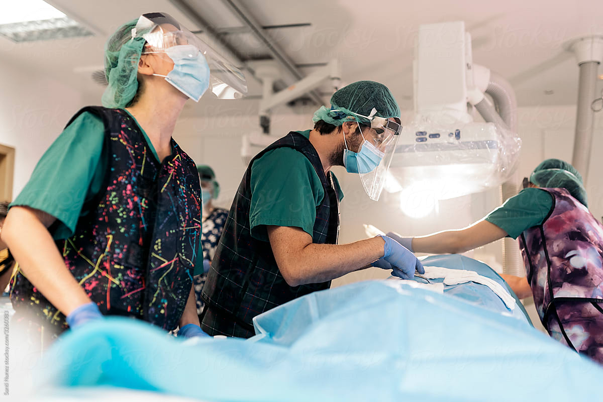 Front View of Medical Workers During Surgery Operation