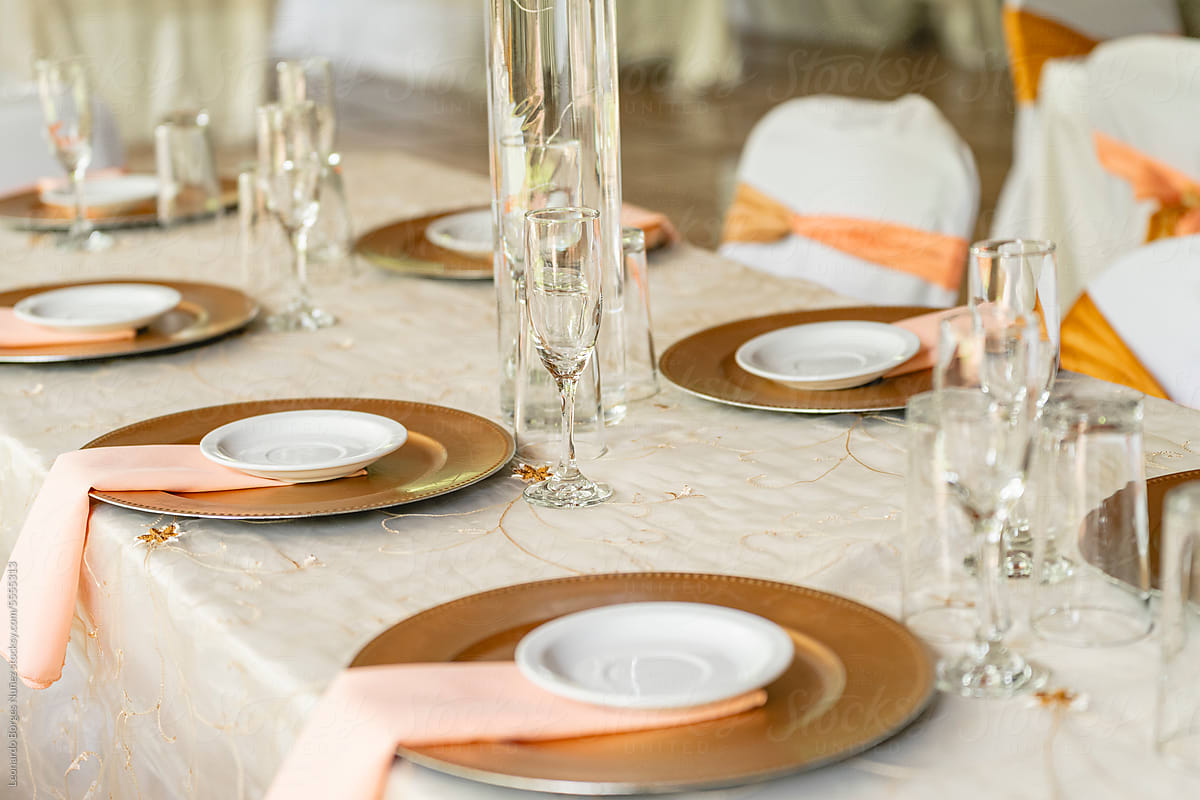 Table setting for a wedding.