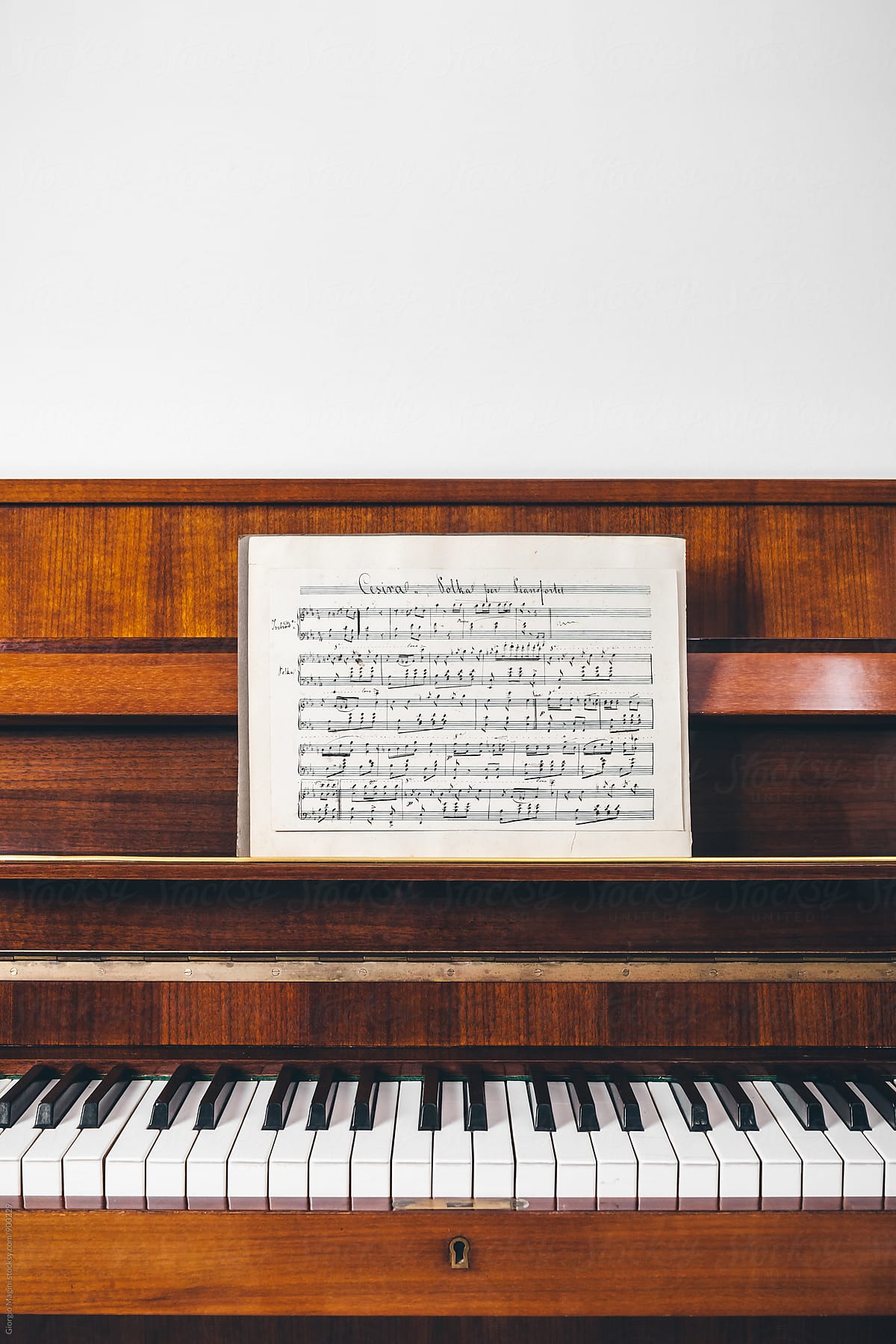 19th Century Handwritten Musical Score on Piano