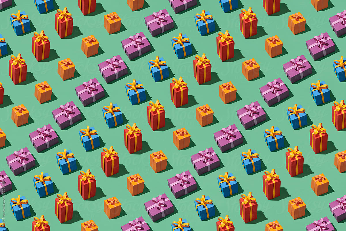 Seamless pattern made of gift box. Creative New Year present concept.