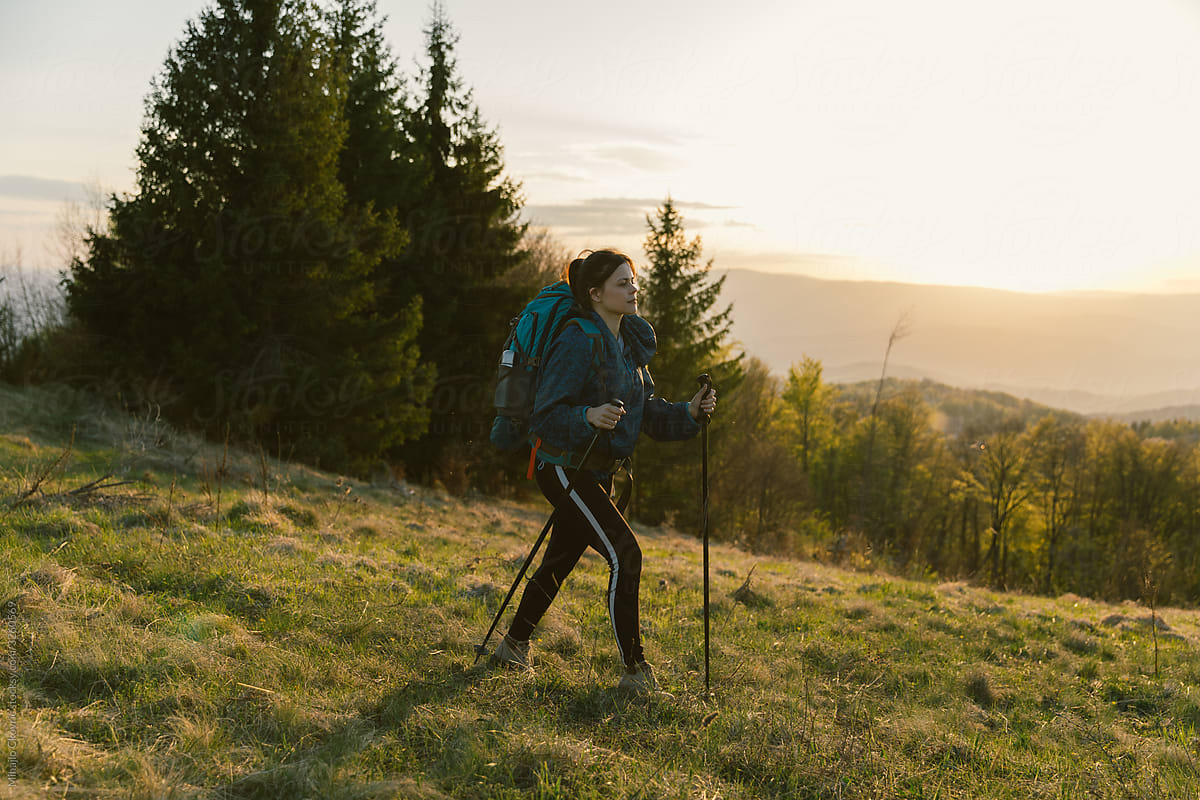 Woman Hiking In Nature