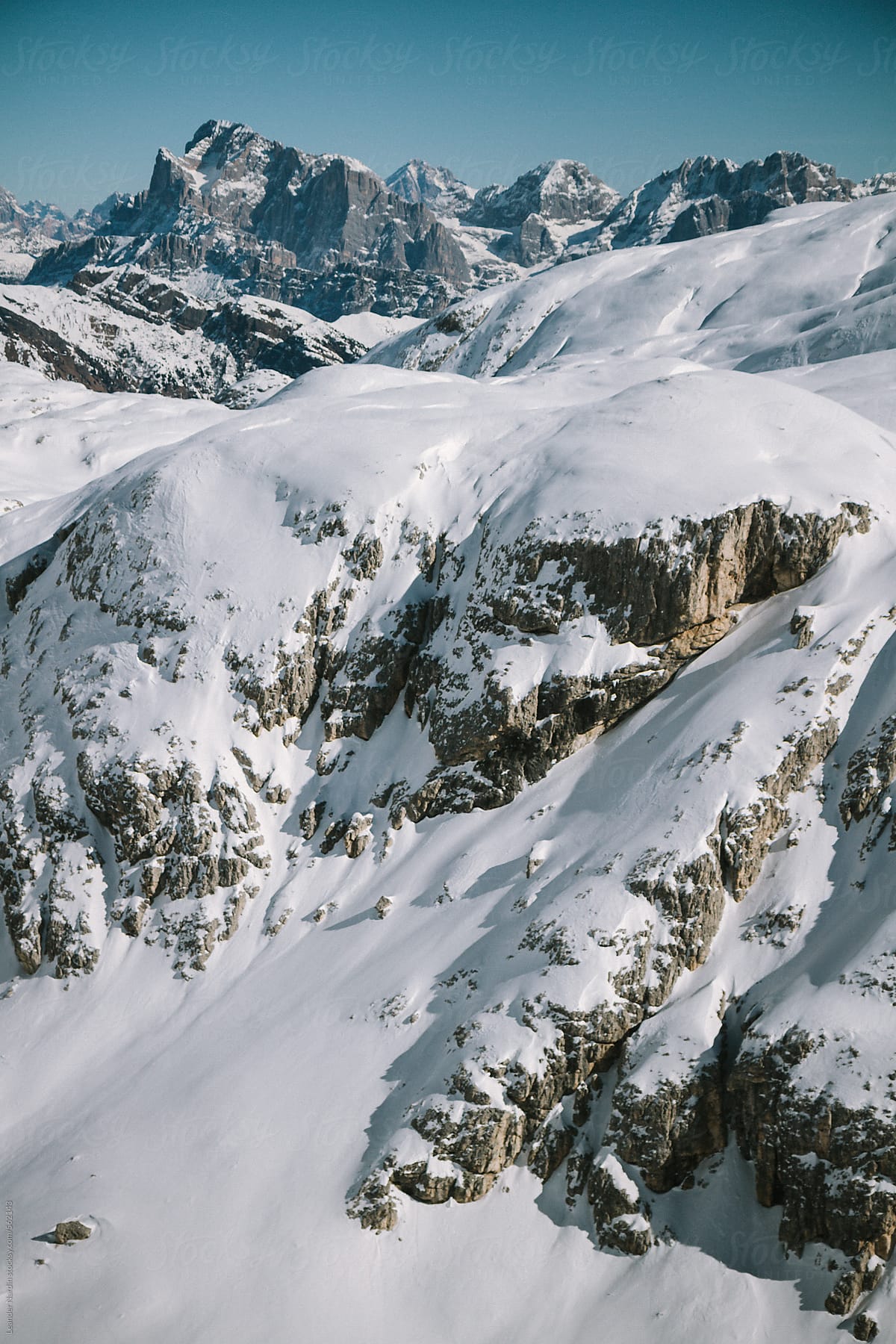 snowcoverd high alpine mountain plateau in the italian alps