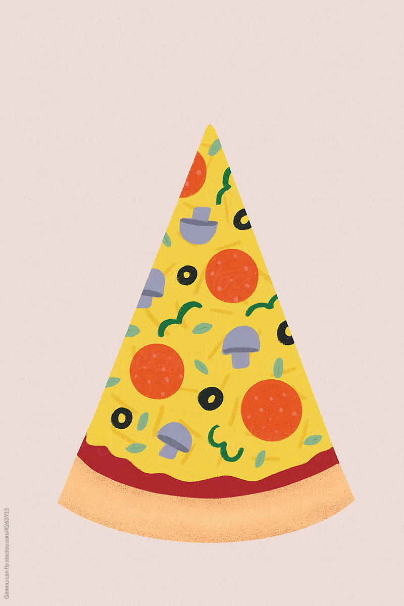 Slice of pizza, food illustration