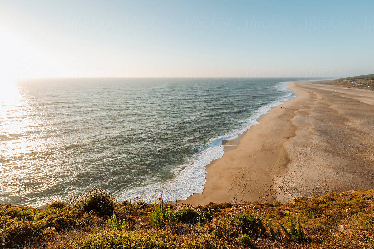 landscape view of Nazare coast line, Portugal