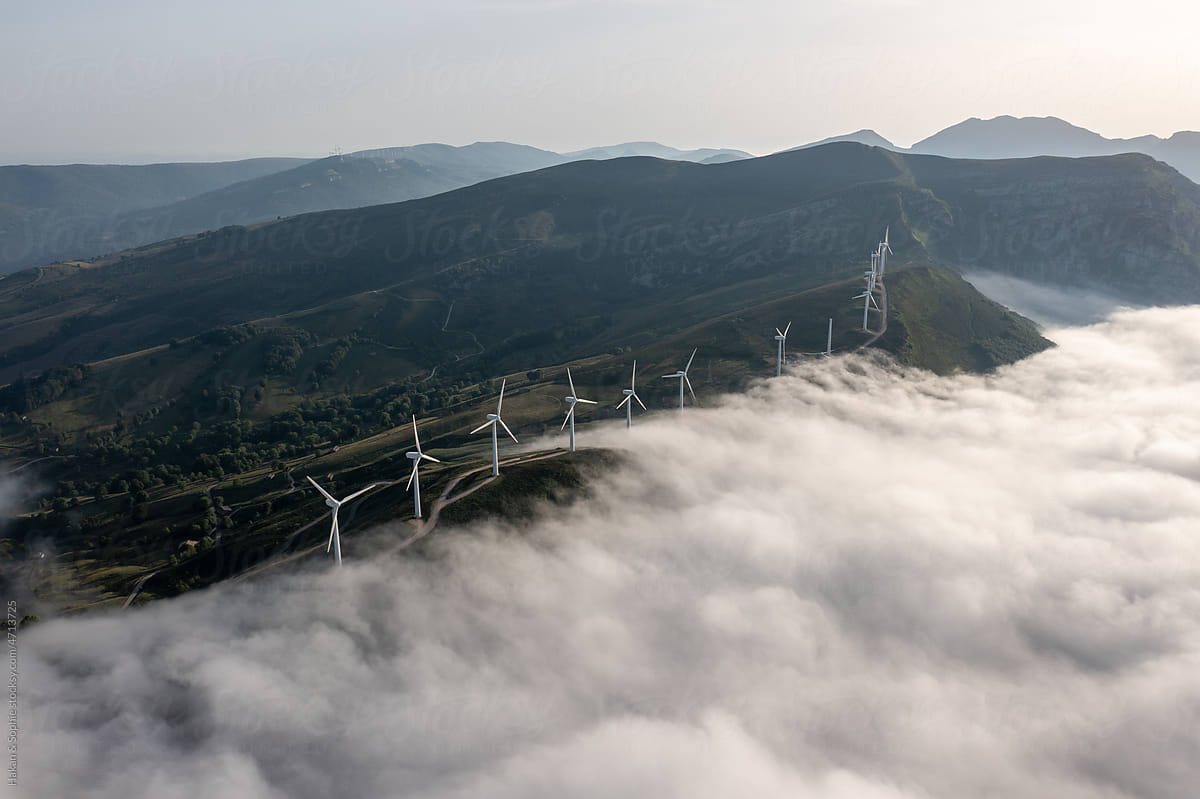 wind: renewable energy power plant in the mountains