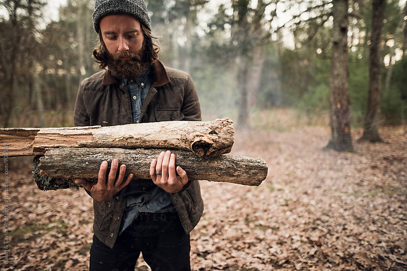 Man gathering fire wood