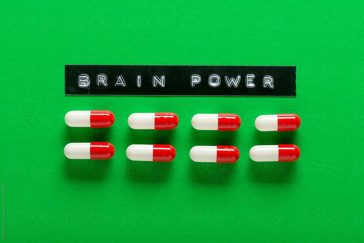 Medicine Capsule with Words Brain Power