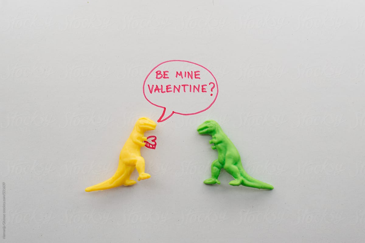Funny Dinosaurs in Love on Valentine\'s Day
