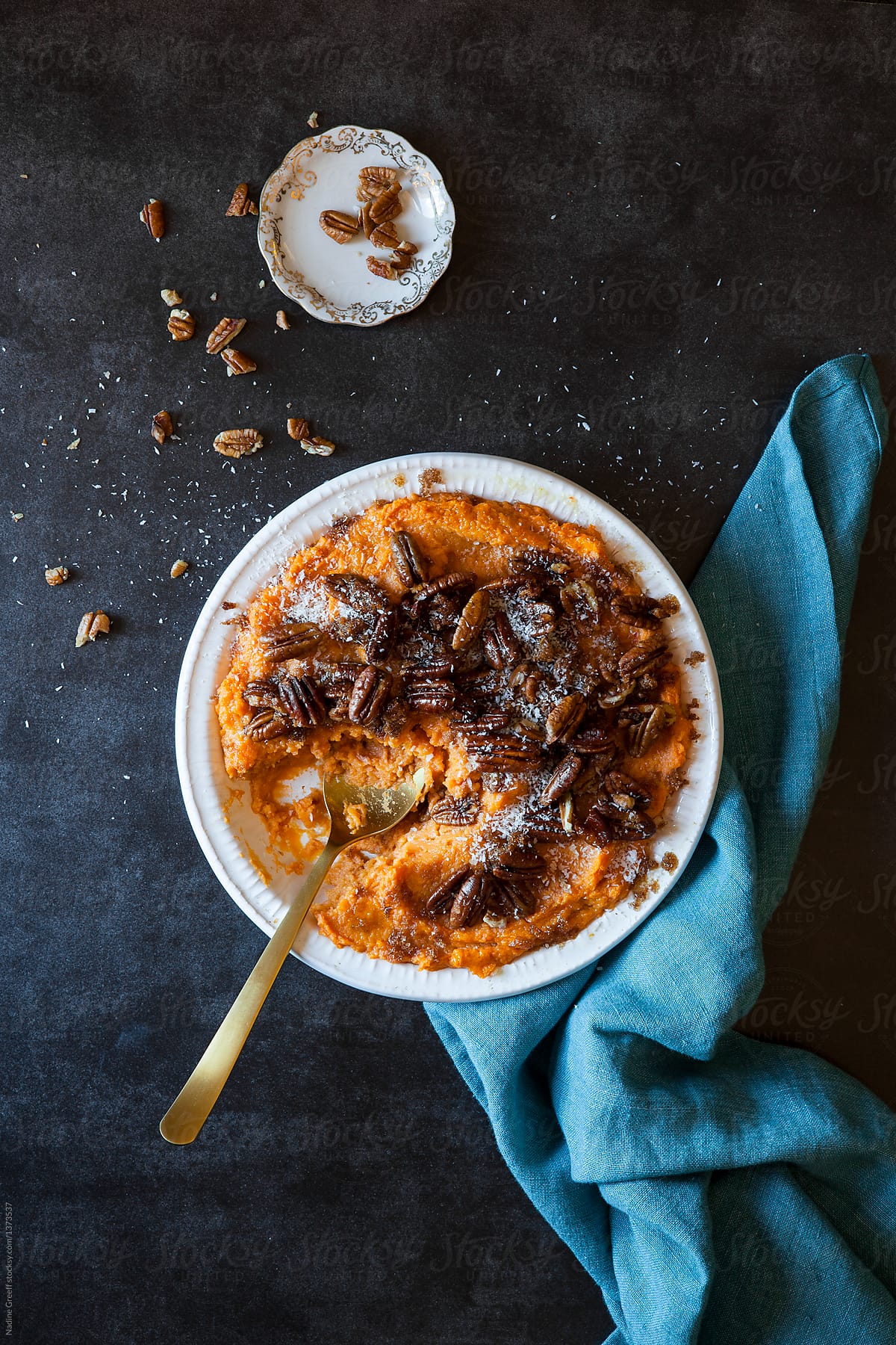 Baked sweet potato mash and nuts