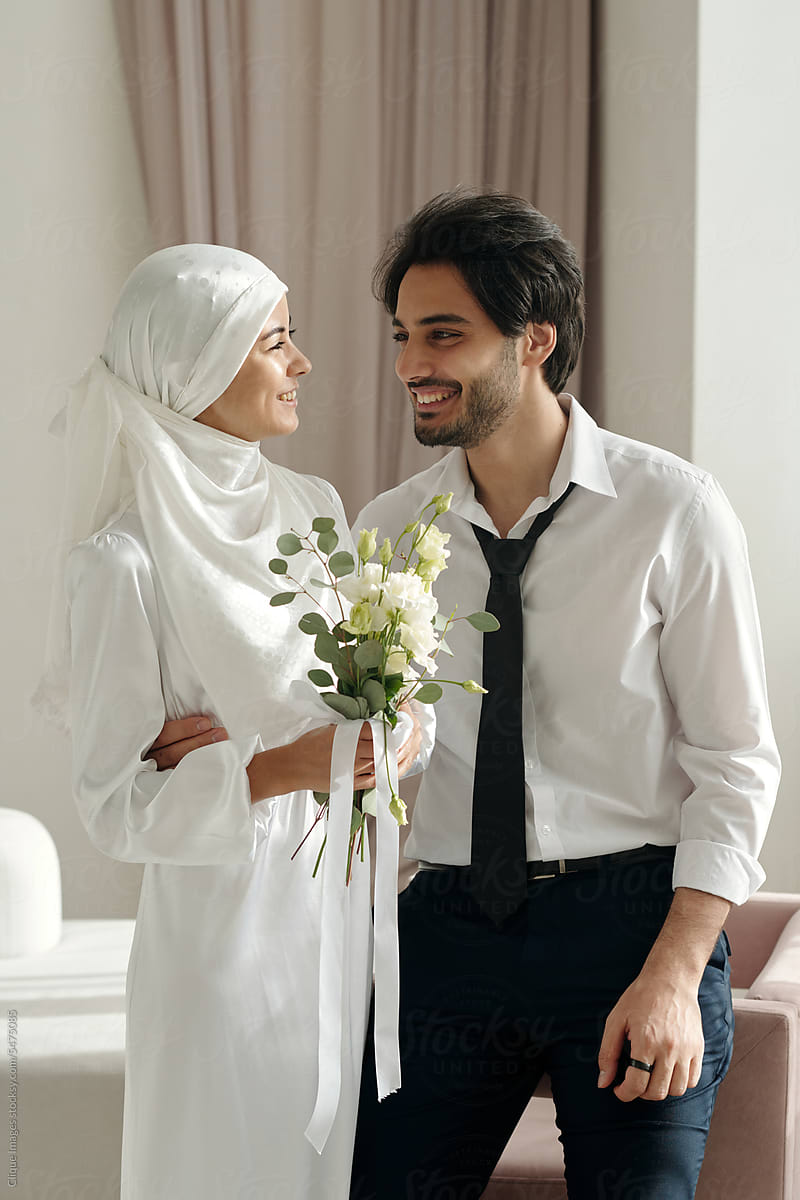 Happy Muslim Newlyweds Portrait