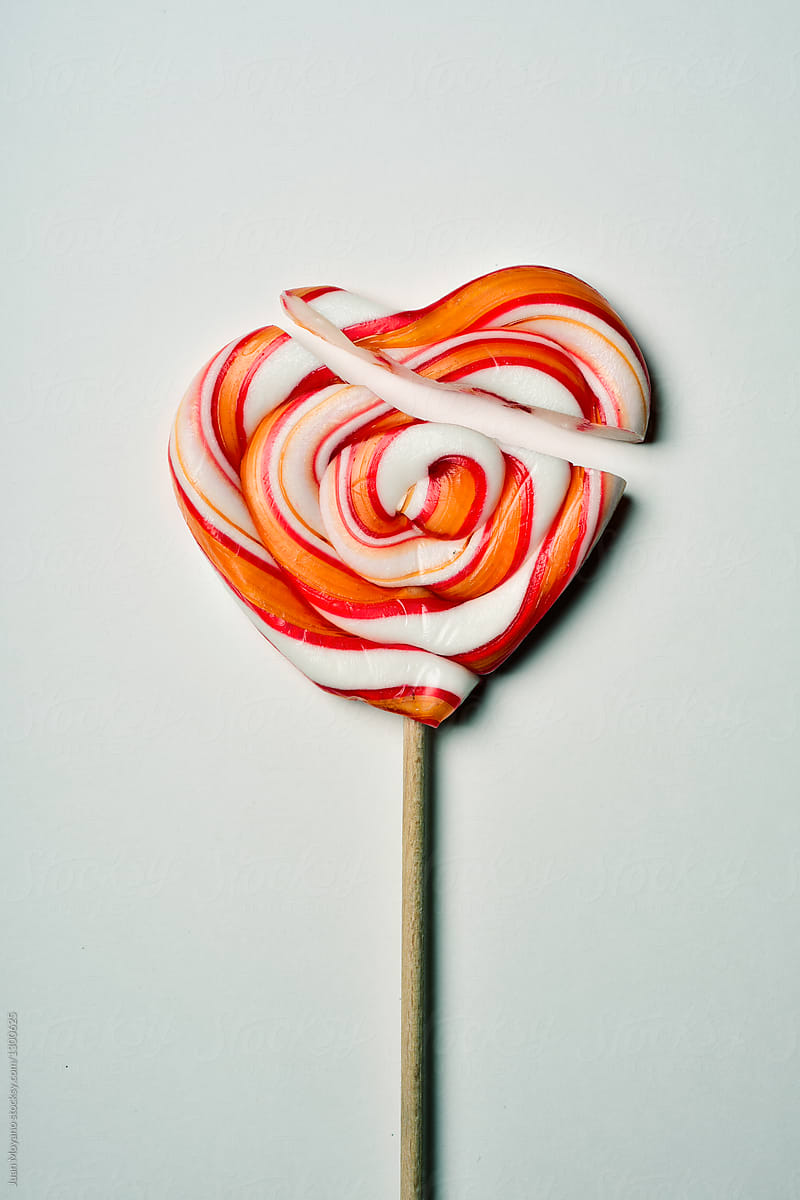 broken heart-shaped lollipop