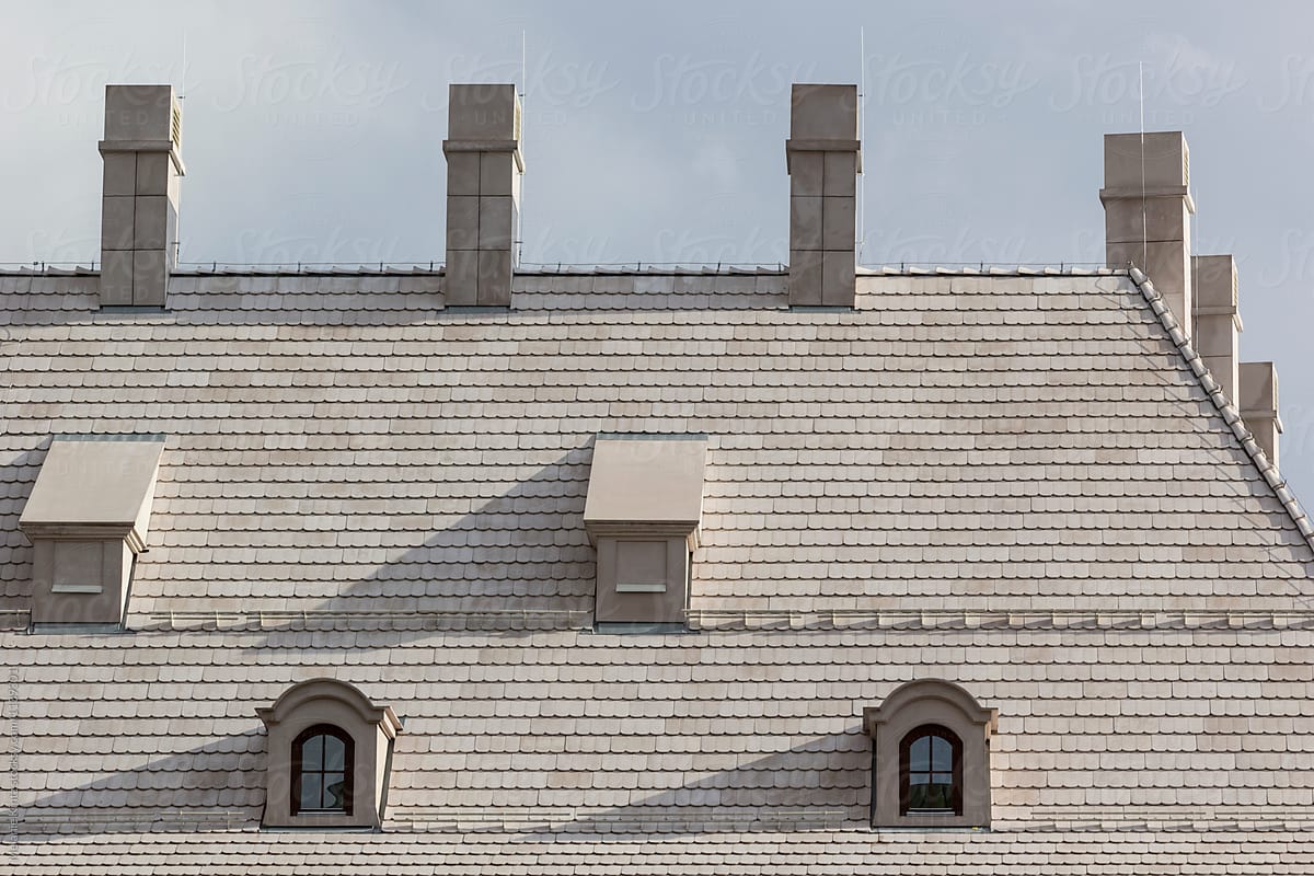 White tiled roof of a house