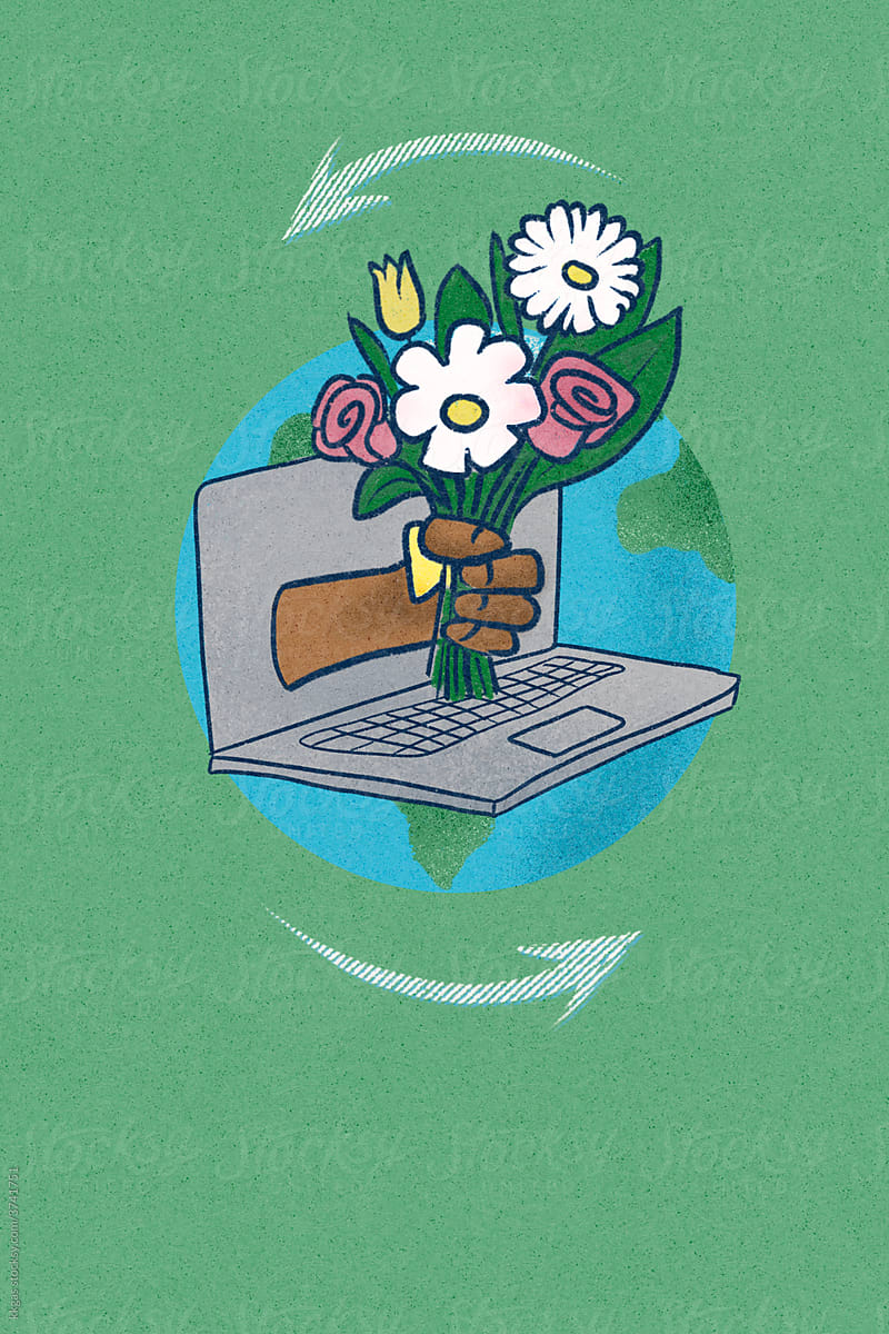 Internet flower delivery concept