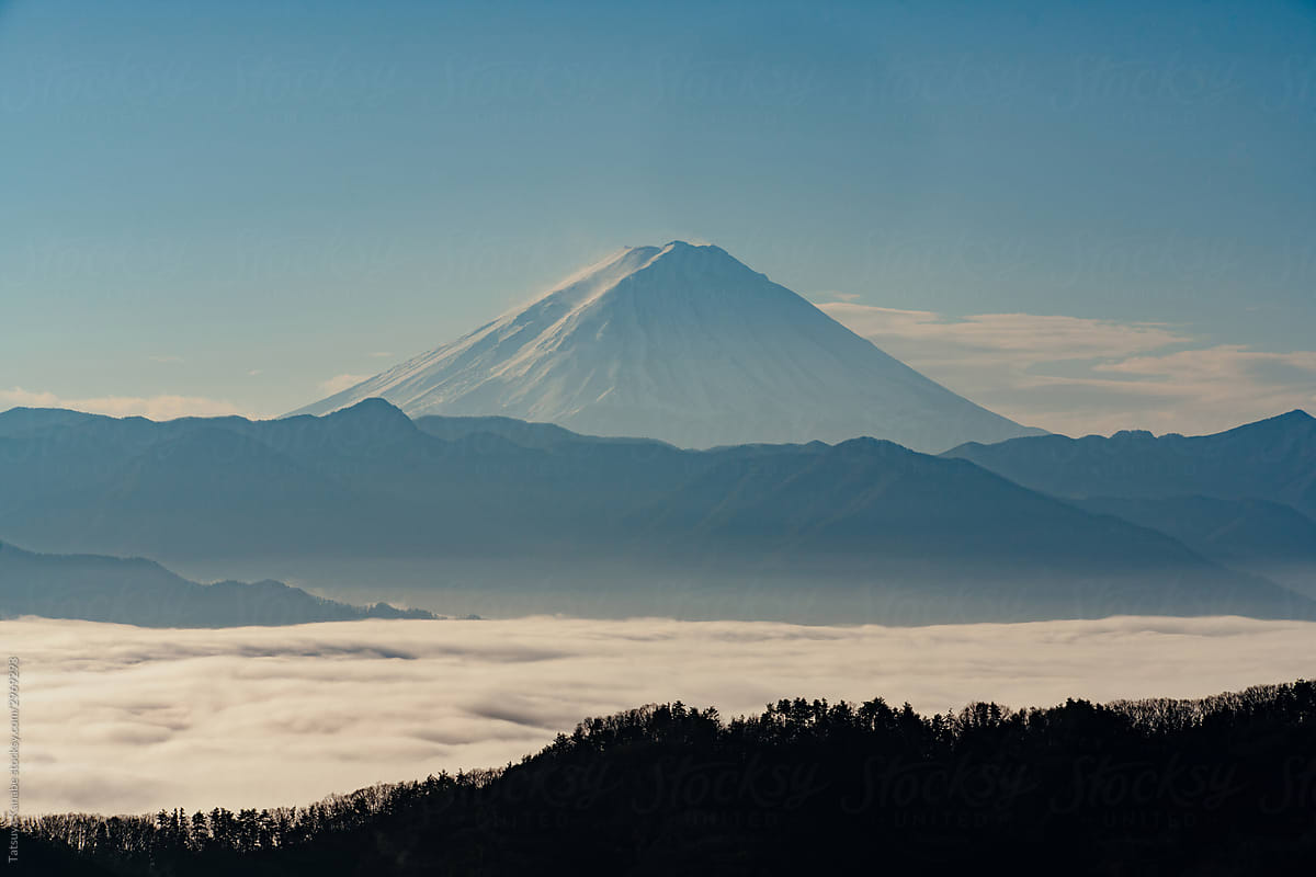 Overlooking Mt Fuji in the Foggy Air Condition with a Sea of Cloud in the Early Morning