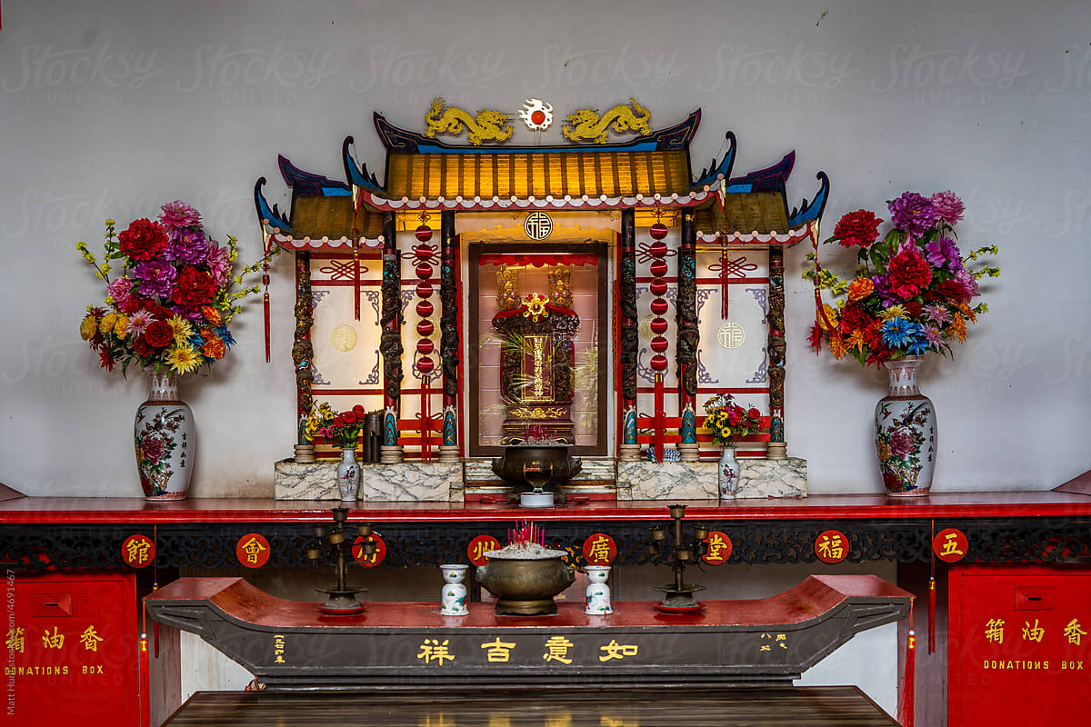 A shrine inside of a temple