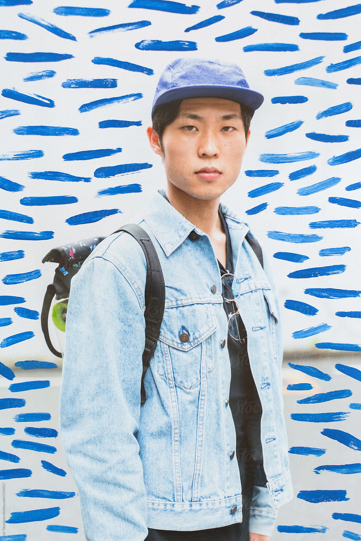 Painted portrait: Young Japanese man Shibuya, Tokyo, Japan