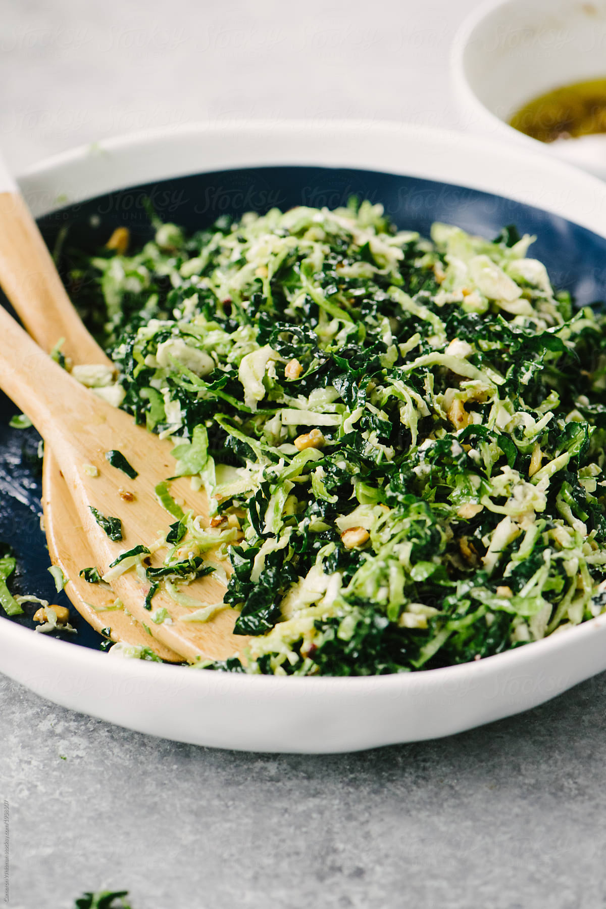 Broccoli and Brussels Sprout Salad with Roasted Hazelnut Vinaigrette
