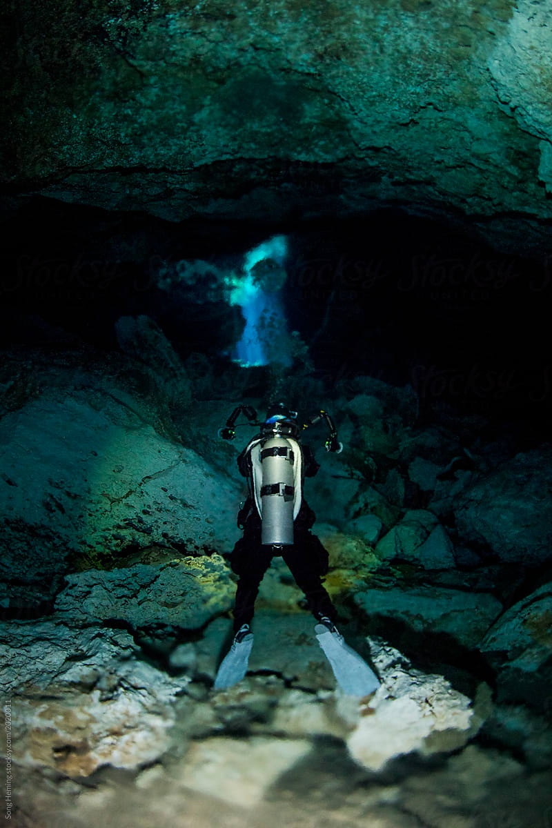 Scuba diver in the cavern