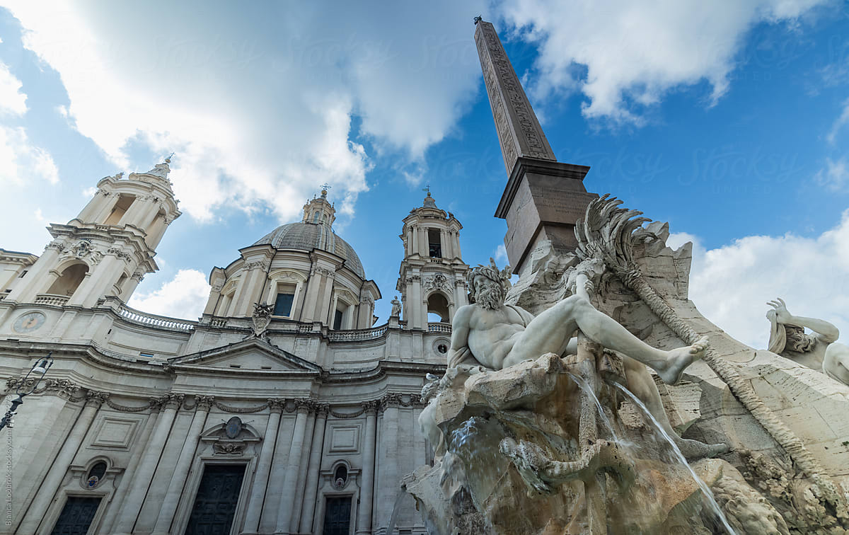 Four rivers fountain in Piazza Navona of Rome