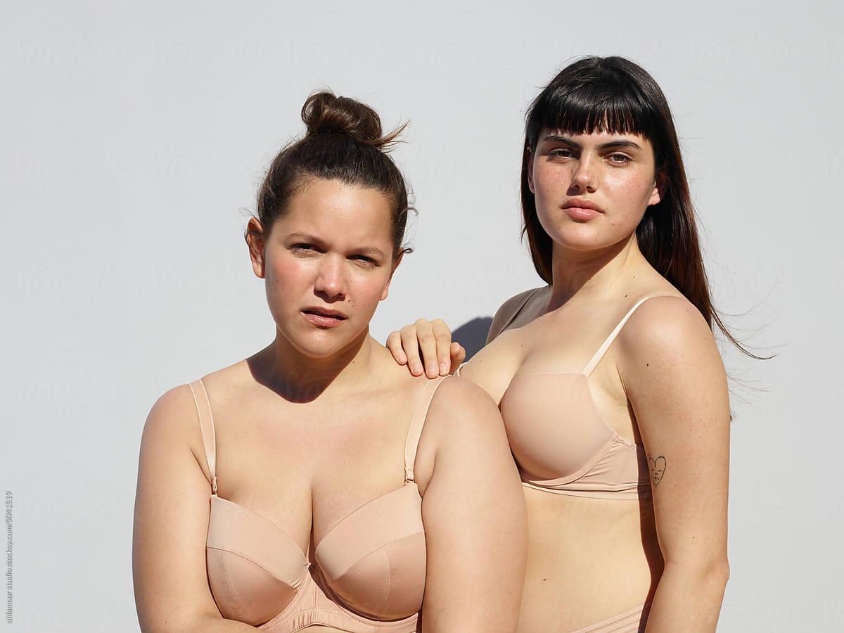 Two brunettes underwear portrait