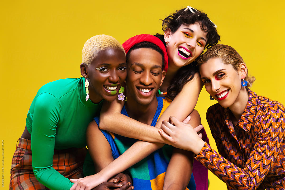 Group of diverse models smiling together