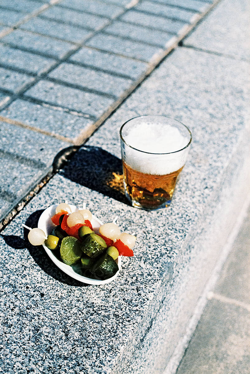 beer and pickles on the floor, 35mm film