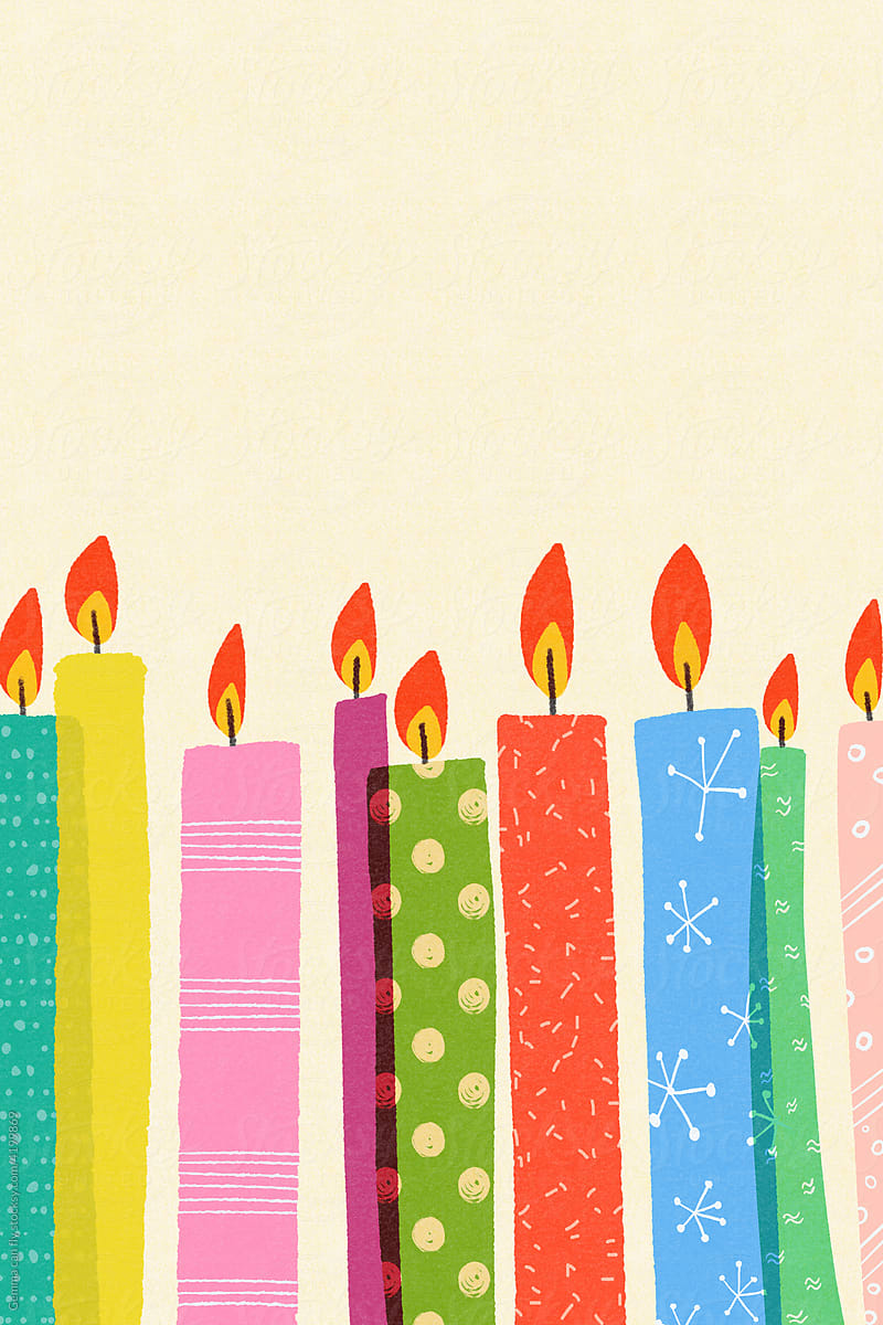 Colorful birthday candles Minimal illustration